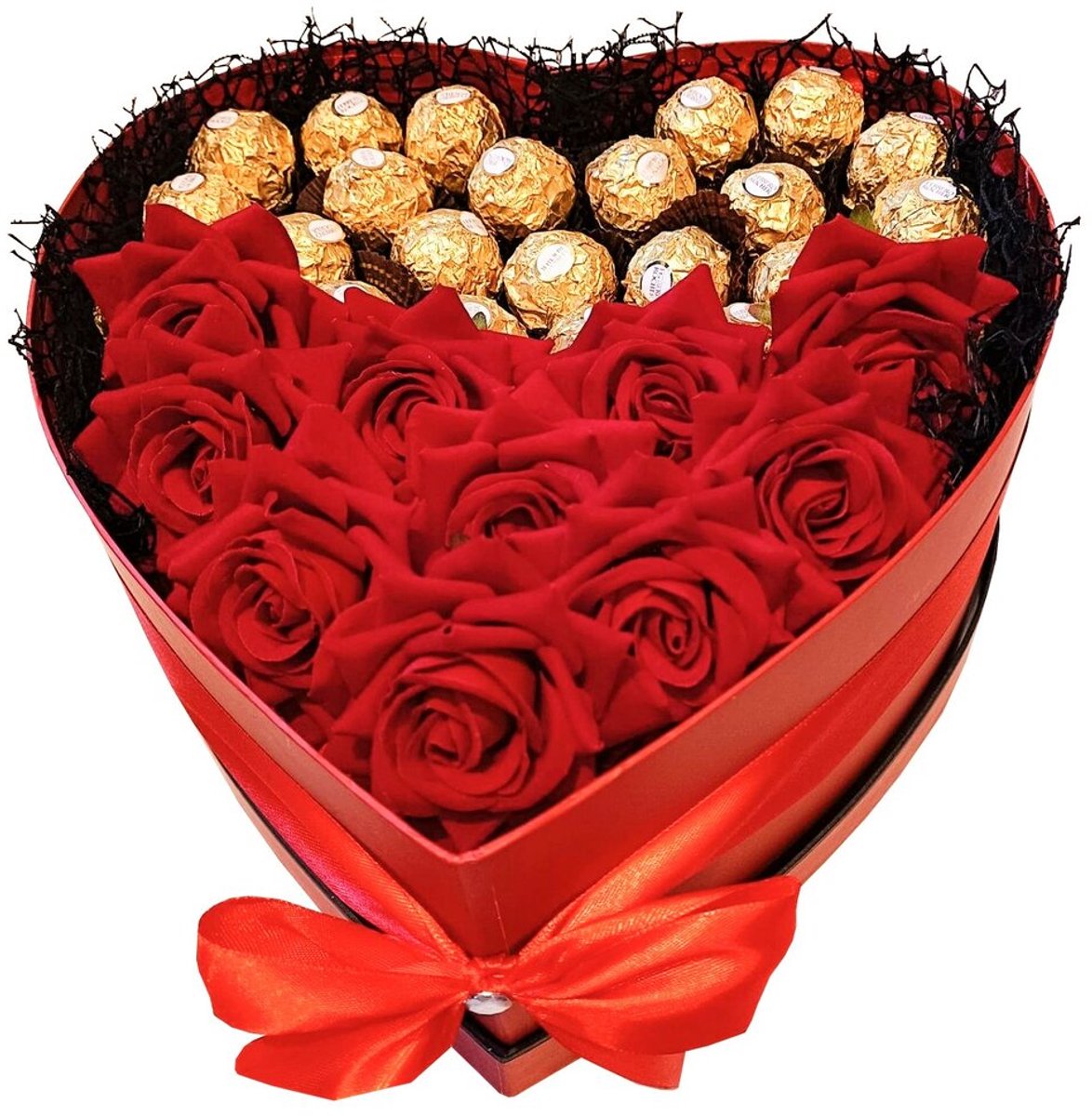 Luxe geschenkdoos samengesteld door Luxecadeaumanden, met originele Ferrero Rocher® chocolade. valentijn - moederdag