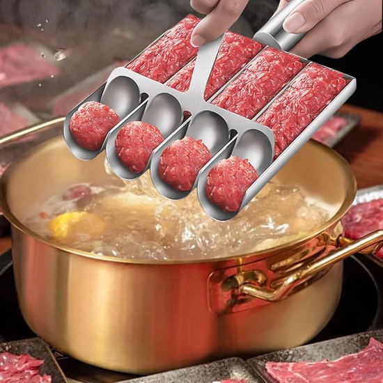 Gehaktballetjesmaker - RVS - Soepballetjes Maker - Keukenmeatballmaker - Met snijschep - Keukengereedschap van Merkloos — afbeelding 2
