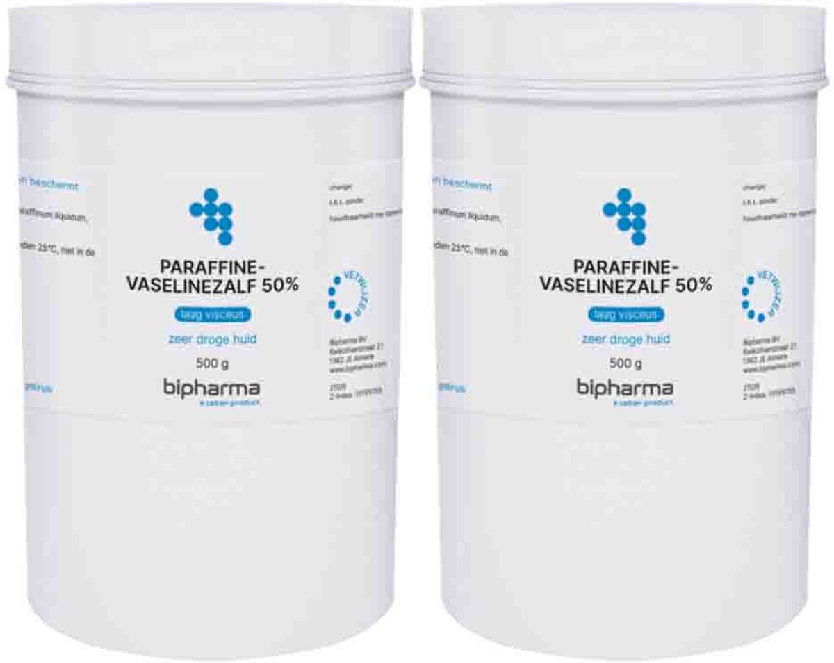 Bipharma Paraffine Vaselinezalf 50% - 2 x 500 gr - Voordeelverpakking