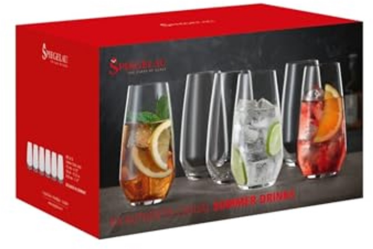 6-delige universele glazenset voor Summer Drinks - kristalglas, 550 ml
