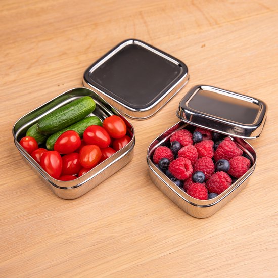 Bols à fruits de Luxe en acier inoxydable - Set de 2 - Boîtes à collation Bols à fruits en acier inoxydable - Enfants - Sans BPA - Talli - Bol à fruits scolaire - Boîte à collation enfant - Boîte à fruits