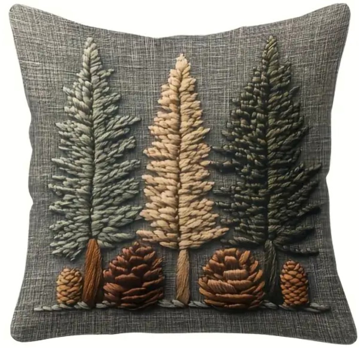 Kussenhoes 1 stuk - 45x45 cm - herfst-winter - dennenbomen en dennenappels
