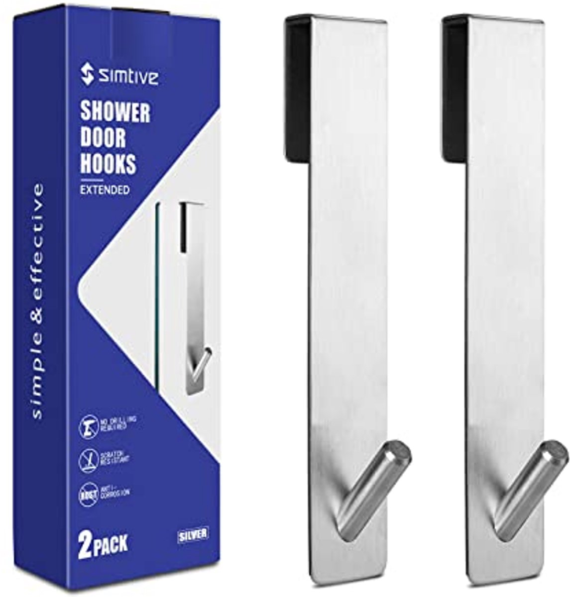 Verlengde Deurhaken voor Badkamer - 7 Inch, Frameloze Glazen Douchedeur, Handdoekhaken, 2-