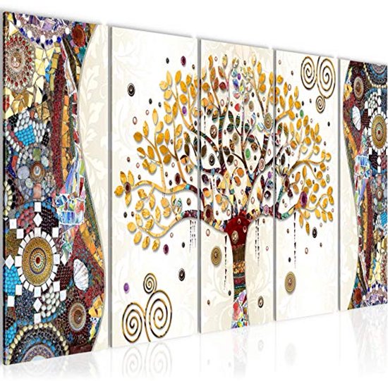 Levensboom Schilderij - Kunstafdruk Fleece Canvas Wanddecoratie voor Huiskamer en Slaapkamer