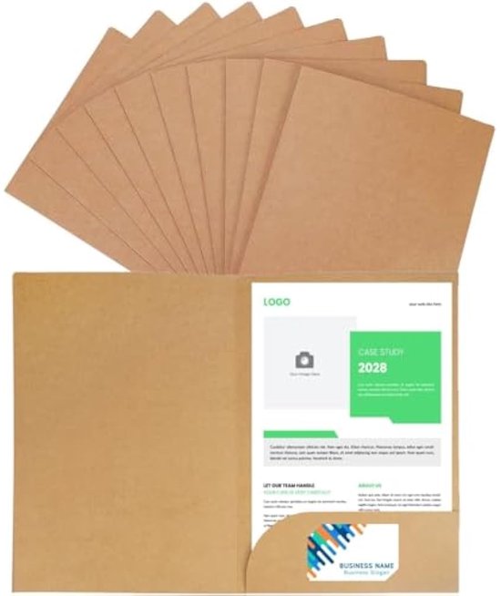 Set van 10 A4 Kantoormap / Documentmap – Kraft Papieren Portfolio ...