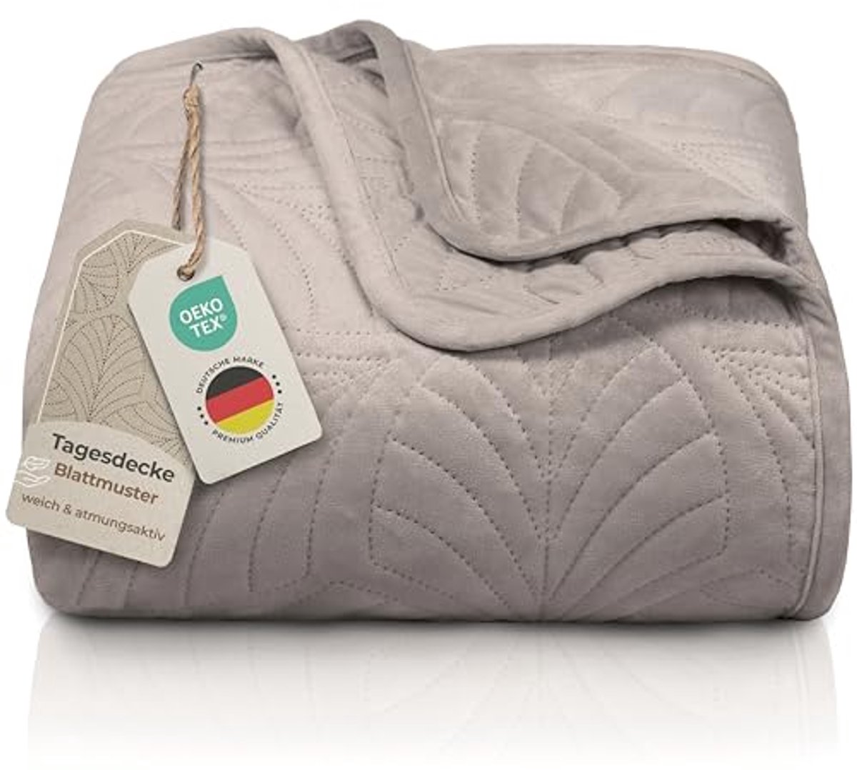 Premium bedsprei 200x220 cm - naadloze stiksels en modern bladmotief - fluwelen deken voor bed en bank