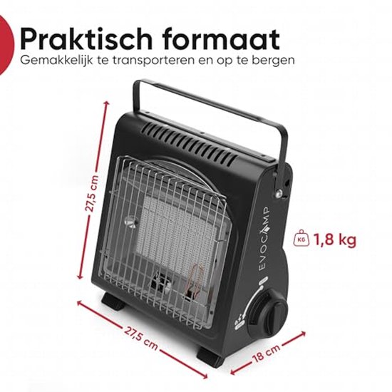 Draagbare gasverwarming voor camping – Multifunctionele keramische verwarming 1,7 kW — afbeelding 3