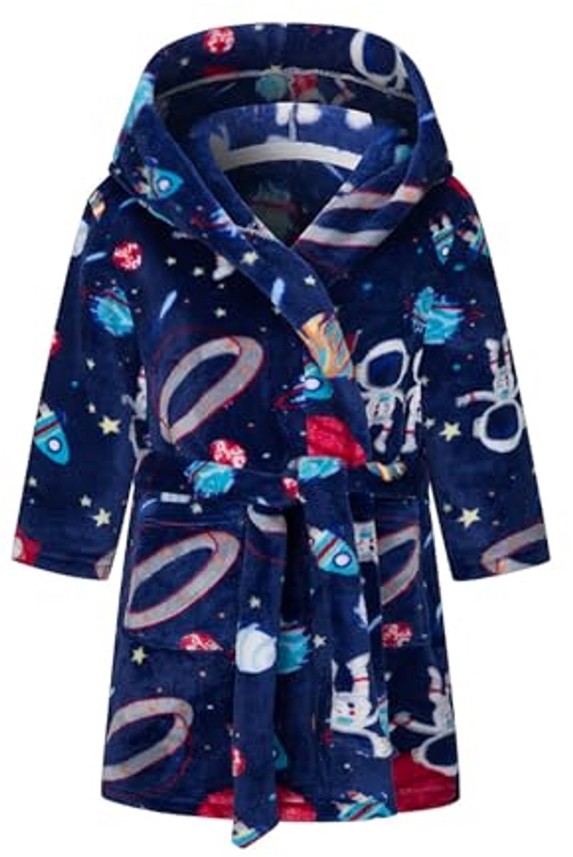 Zachte en warme flanellen fleece badjas met capuchon voor jongens