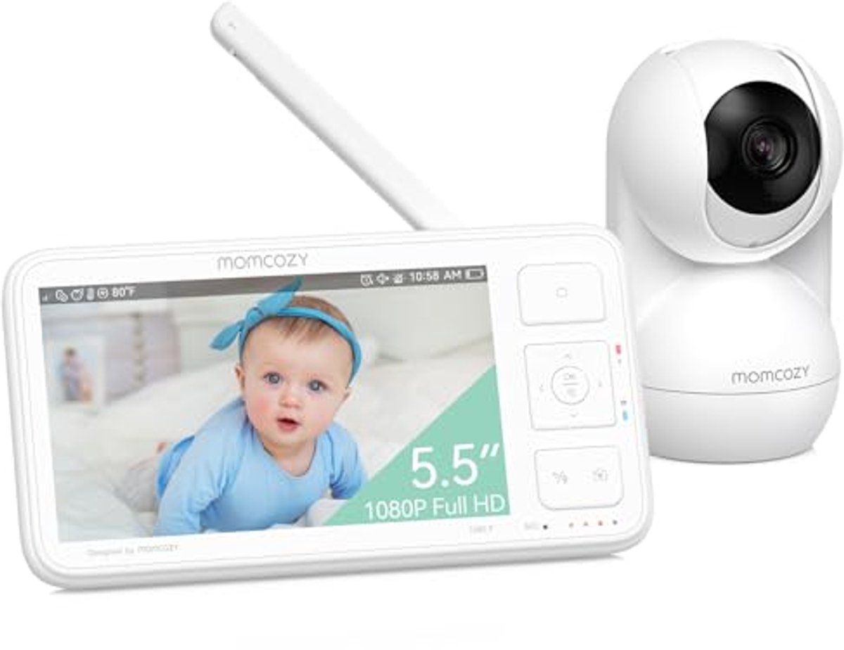 Video Baby Monitor met 5.5 Inch 1080p Scherm - Nachtzicht, 2-Weg Audio en Tot 500 m Bereik