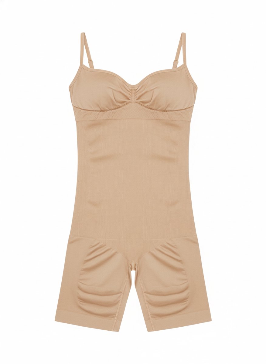 TAFUER - Shapewear Dames Bodysuit - Corrigerend Ondergoed - Buik, Taille en Heup Ondersteuning - Comfortabel en Elastisch - Beige - S/M - 1 Stuk