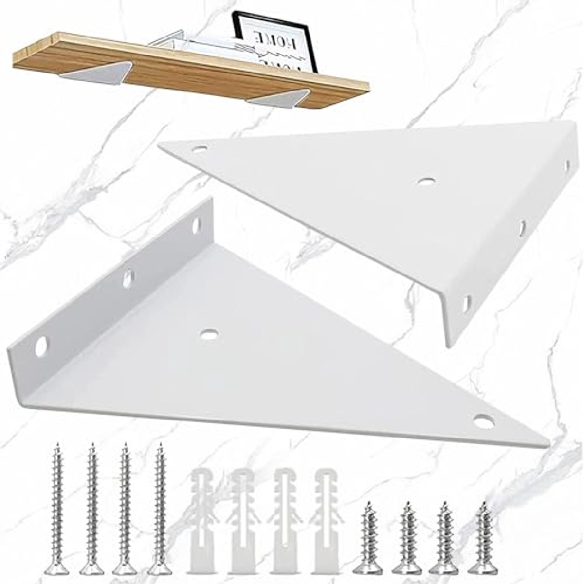 Floating Shelf Brackets 2 Pcs - Wall Mounted Invisible Triangular Shelf Supports