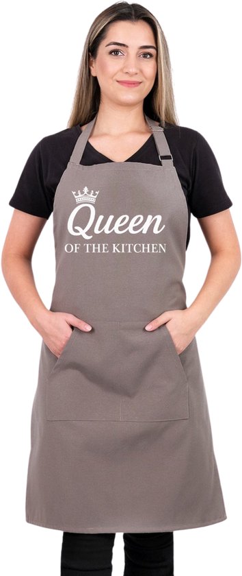 Royal Keukenschort - Antraciet - 60 x 80 cm - Verstelbaar Keukenschort Dames - Horecakwaliteit - Queen of The Kitchen