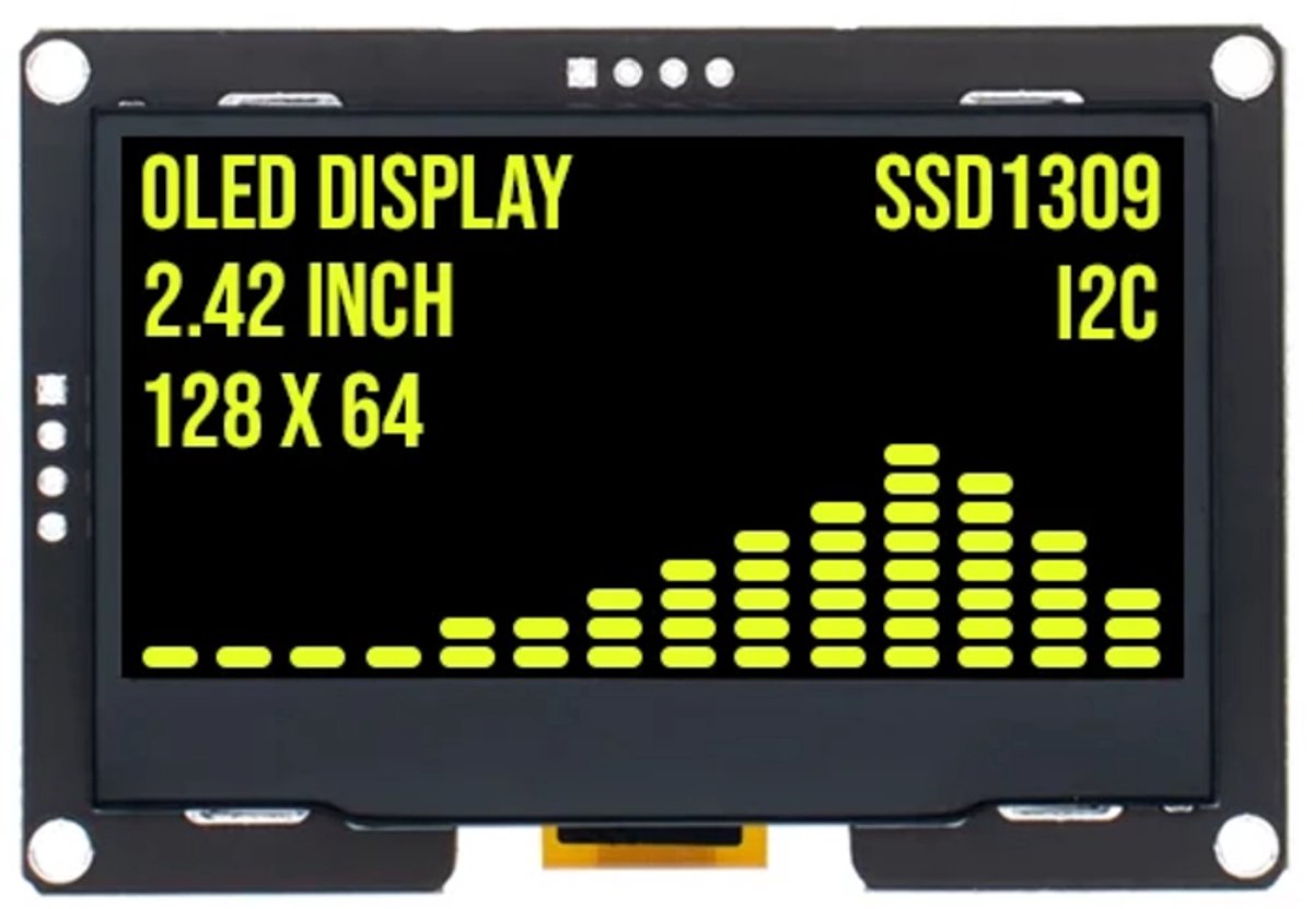 OTRONIC® 2.4 inch OLED display 128x64 Geel I2C SSD1309 3.3V