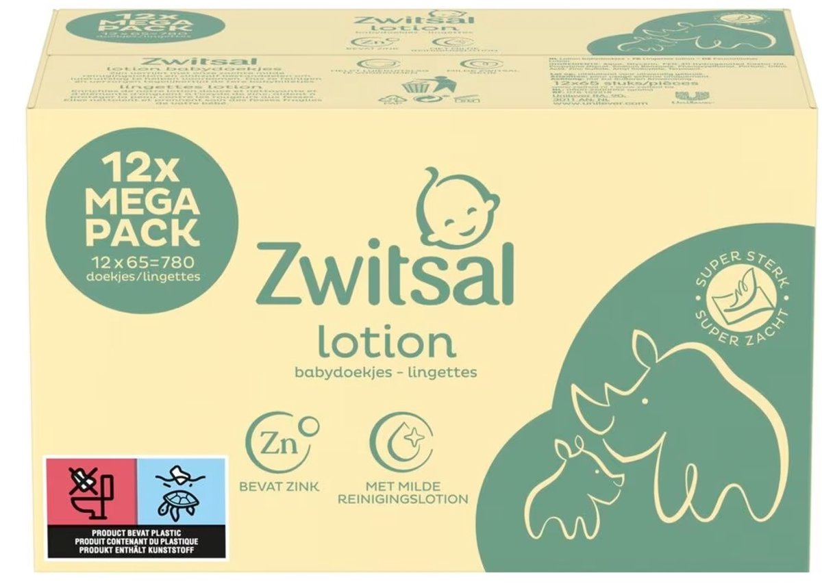 Zwitsal Billendoekjes | Voordeelverpakking | Zwitsal Lotion Billendoekjes 12x65