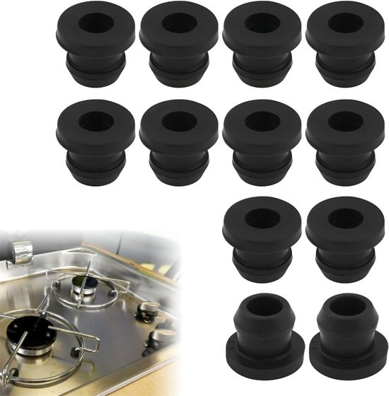 Allecto Plus - Conische Rubberen Stoppen voor Camper Kookplaat - Roestvrije Voetjes - Compatibel met Dometic, Smev en Thetford - Camperaccessoires - 12 stuks
