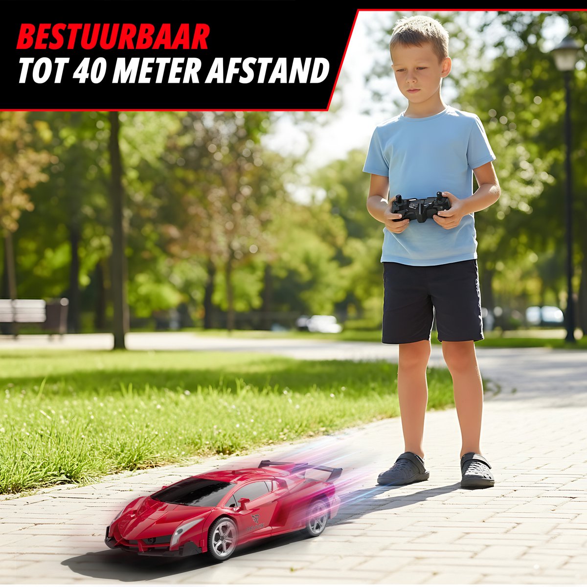 Revvix Bestuurbare Auto - RC Auto - Afstandsbestuurbare auto - Radiografisch bestuurbare auto - Race auto afstandbestuurbaar - Auto afstandsbediening - Robot - 2 Accu's - Rood - Buiten - voor Jongens & Volwassenen - Offroad - Drift - Car — afbeelding 3