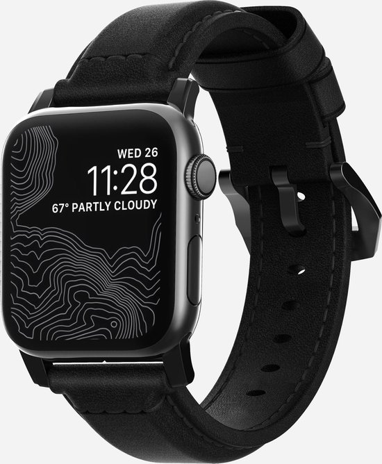 Nomad Horlogeband geschikt voor Apple® Watch - 49/45/44 mm - Traditional - Zwart / Zwart