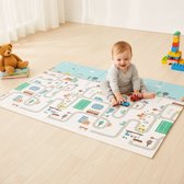 Sweet Sprout Speelmat foam Baby – Opvouwbaar Speelkleed Kinderen – Zachte Kruipmat met Levendige Auto & Stad Print – 150x200cm - Inclusief opbergtas