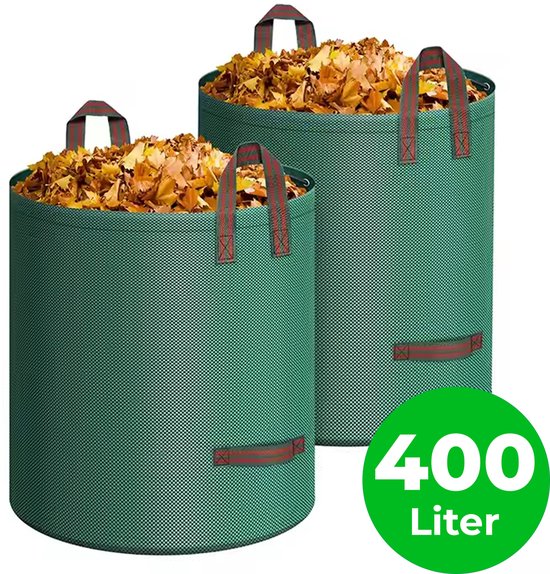 Syllio Tuinafvalzak - 2 Stuks - 2x 400 Liter - Waterdicht - Tuinafvalzak Opvouwbaar - Tuinzak - Bladzak