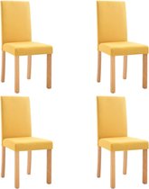 Eetkamerstoelen Stof Geel 4 STUKS / Eetkamer stoelen / Extra stoelen voor huiskamer / Dineerstoelen / Tafelstoelen / Barstoelen