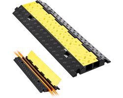 VEVOR Kabelbeschermingshelling, Capaciteit 22.000 Lbs/As, 2-Kanaals Zware Rubberen Kabel- En Slangkabelafdekking, 2,2 X 2 Inch Kanaal, Verkeersdrempel met Opklapbare Bovenklep, voor Binnen En Buiten, 1 Verpakking