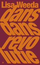 Boek met de titel "Dans dans revolutie" in oranje letters op een bordeauxrode achtergrond met een bij-logo.