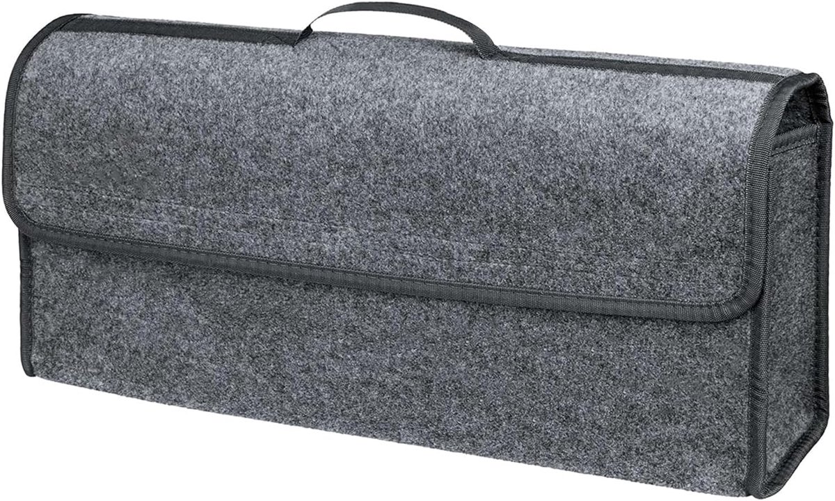 Image of 1 x kofferbakorganizer, kofferbakorganizer, auto met deksel, opvouwbaar voor opslag, auto-gereedschap en interieuropruimer - geschikt voor alle voertuigen (grijs)