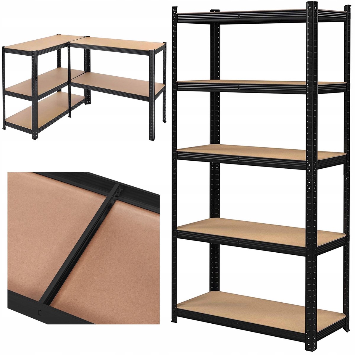 Robuuste Metalen Opslagrek 180x90cm - 5 Verstelbare MDF Planken