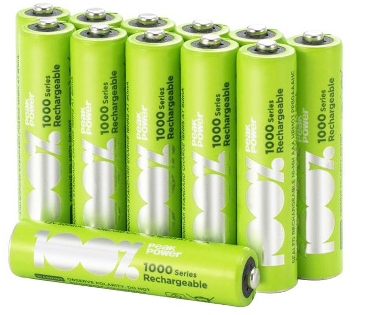 Bol.com 100% Peak Power oplaadbare batterijen AAA - NiMH AAA batterij - micro 800 mAh - 12 stuks aanbieding