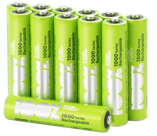 100% Peak Power oplaadbare batterijen AAA - NiMH AAA batterij - micro 800 mAh - 12 stuks