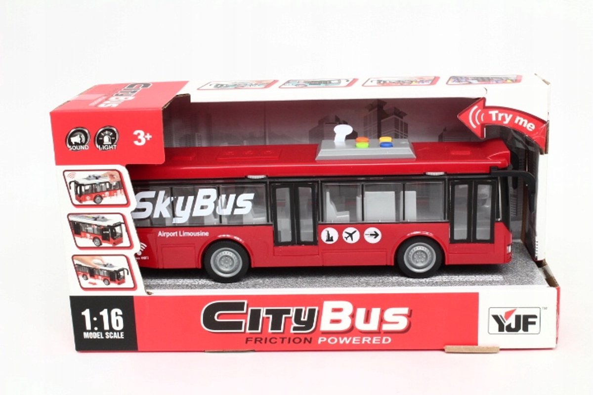 Trolleybus met Frictie Aandrijving, Licht & Geluid - 30cm