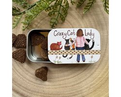 Alex Clark Sliding little Tin Crazy Cat Lady ~ Langwerpig klein opbergblikje Katten