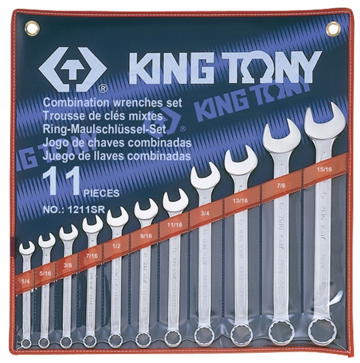 King Tony Ring- een steeksleutelset 11-delig, inch maten 1/4"-15/16"