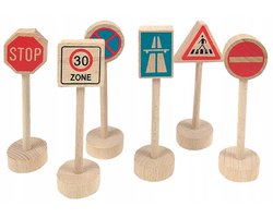 Woodyland Houten Verkeersborden Set - Leer Verkeersregels
