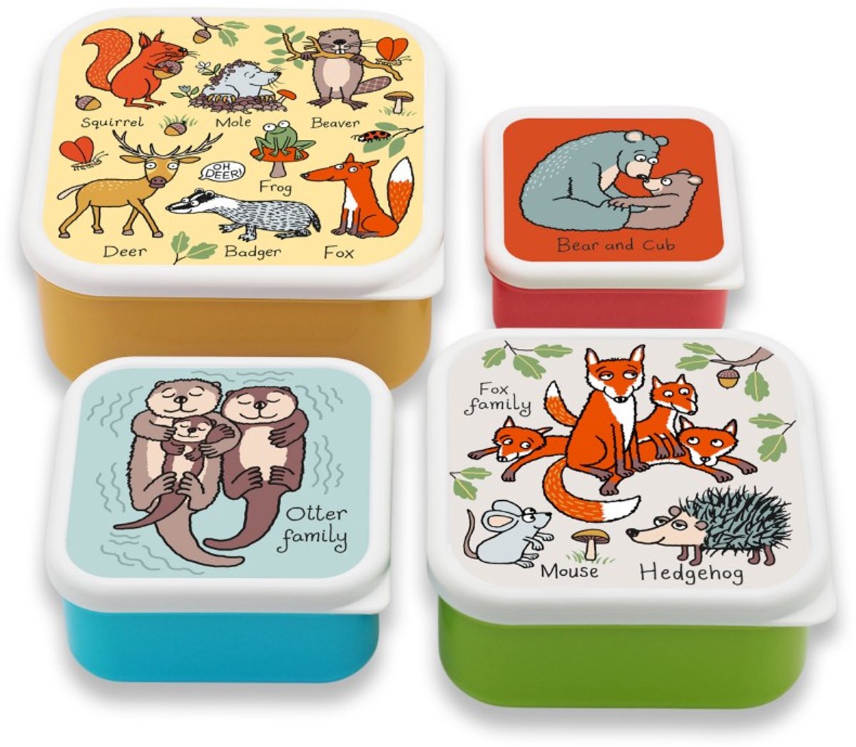 Bos dieren / woodland kleine snackboxjes snackdoosjes set 4 stuks - Tyrrell Katz