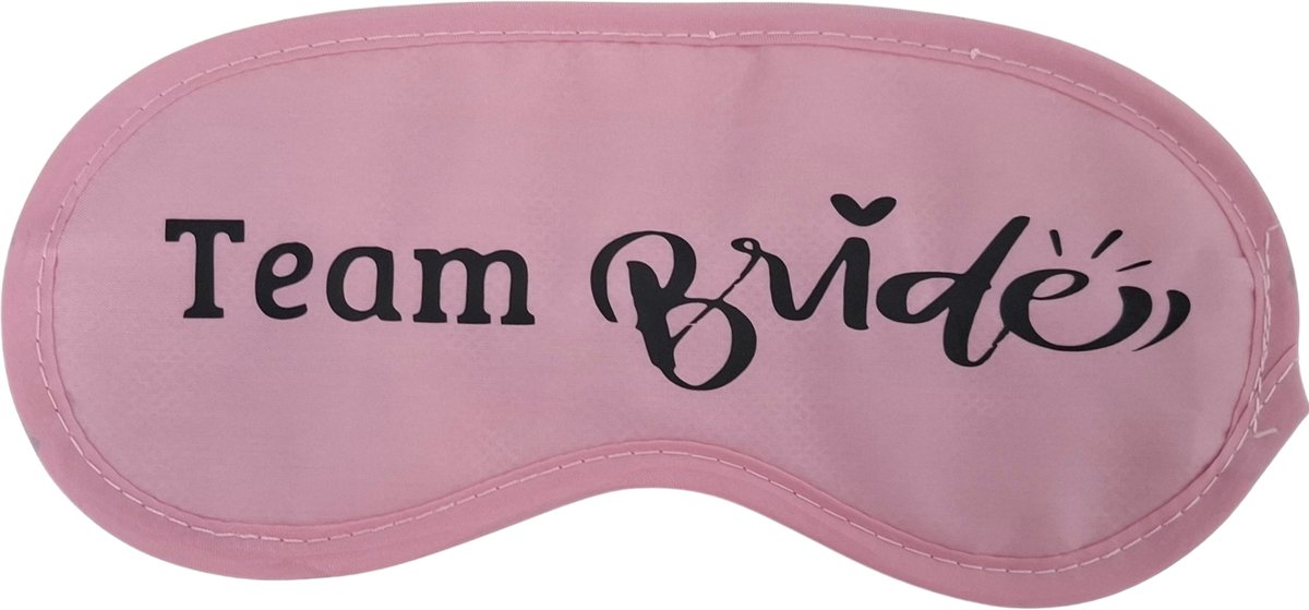 TWOA- slaapmasker team bride - slaapmasker vrijgezellenfeest - team bruid roze met zwarte tekst