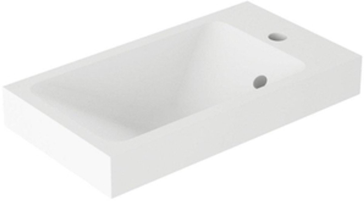 Saniclass Chaci Meubelfontein - 40x22cm - mineraal marmer - glans wit