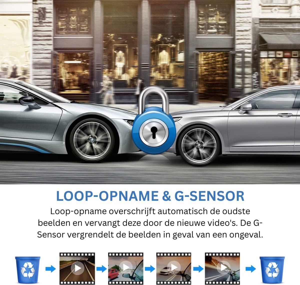 DailySupplies® Dashcam voor Auto - Dual - Camerabewaking - Full HD - Zwart – foto 7