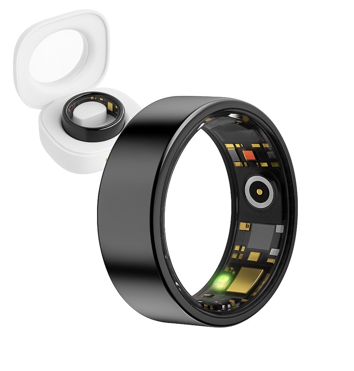 Royal Empire Smart Ring – Slimme Ring voor Heren & Dames – Inclusief Oplaaddoosje – Slaapmonitoring, Hartslag, Bloeddruk & SpO2 – IP68 Waterdicht – Nederlandse App – Zwart – Maat 8