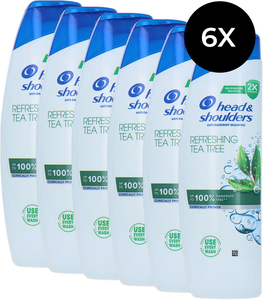 Head & Shoulders Refreshing Tea Tree Anti Dandruff Shampoo - 6 x 250 ml