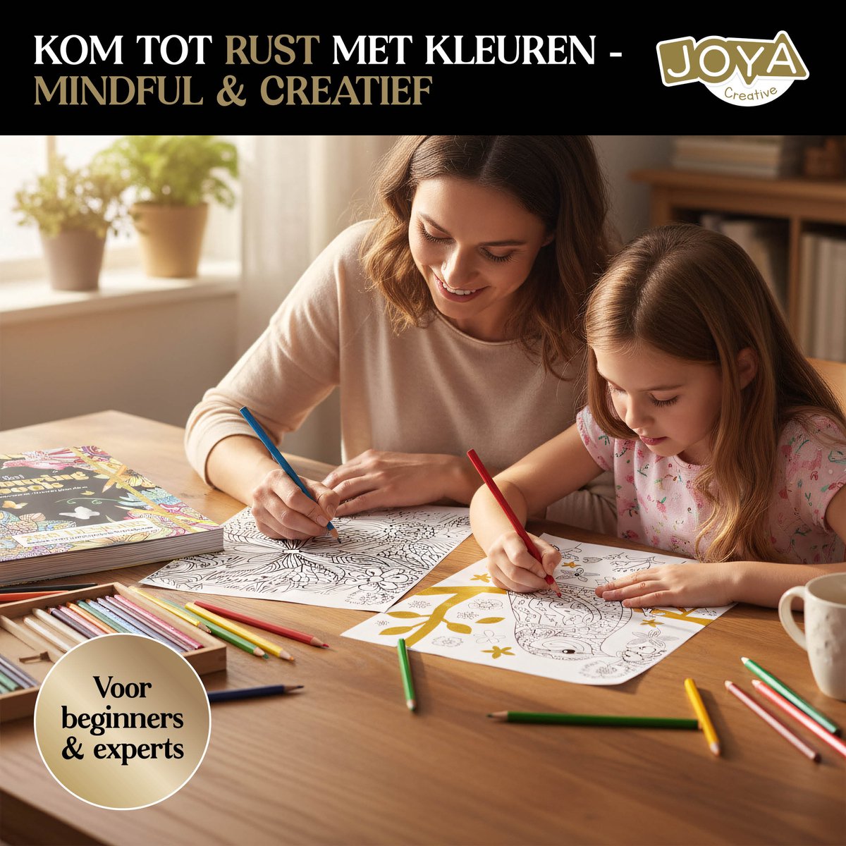 Luxe Kleurboek Voor Volwassenen - 288 Kleurplaten - Foliedruk Kleurplaten - Glas in lood effecten - Formaat 25x20cm - Botanisch, Dieren en Mandala kleurplaten - Creatief ontspanning voor Volwassenen - Joya Creative — afbeelding 5