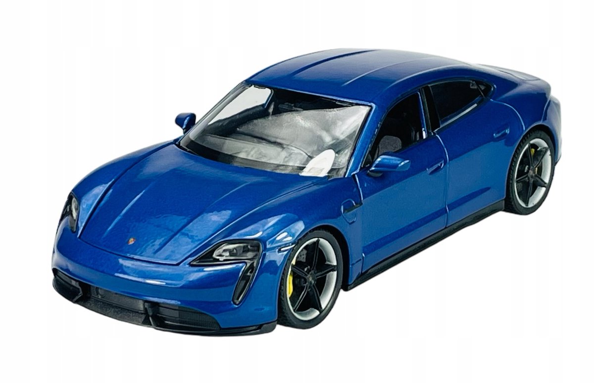 Welly Porsche Taycan Turbo S Blauw 1:24 Metalen Model Auto Nieuw