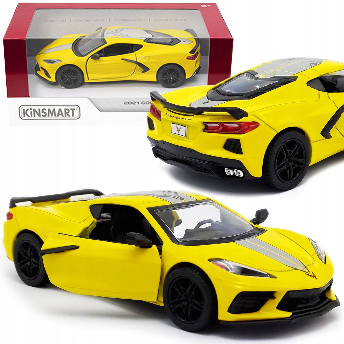 Kinsmart Corvette 2021 Modelauto 1:36 Pull-Back - Metaal
