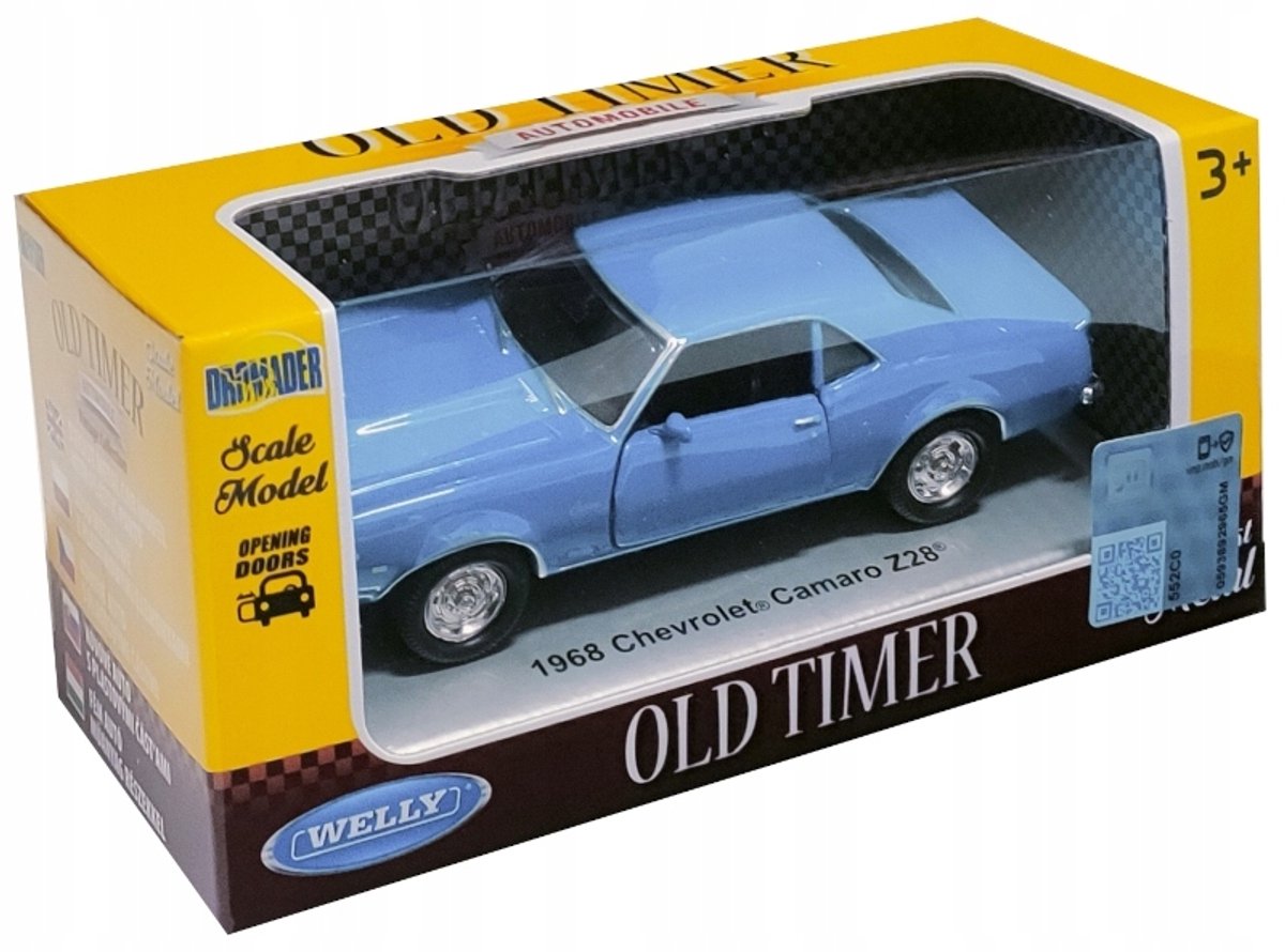 Welly 1968 Chevrolet Camaro Z28 Metaal Blauw Schaal 1:34-1:39