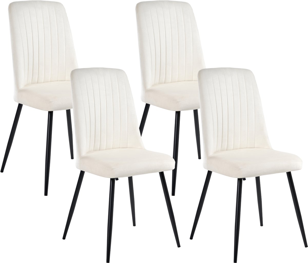 KIRBY - Eetkamerstoel set van 4 - Off-white - Fluweel