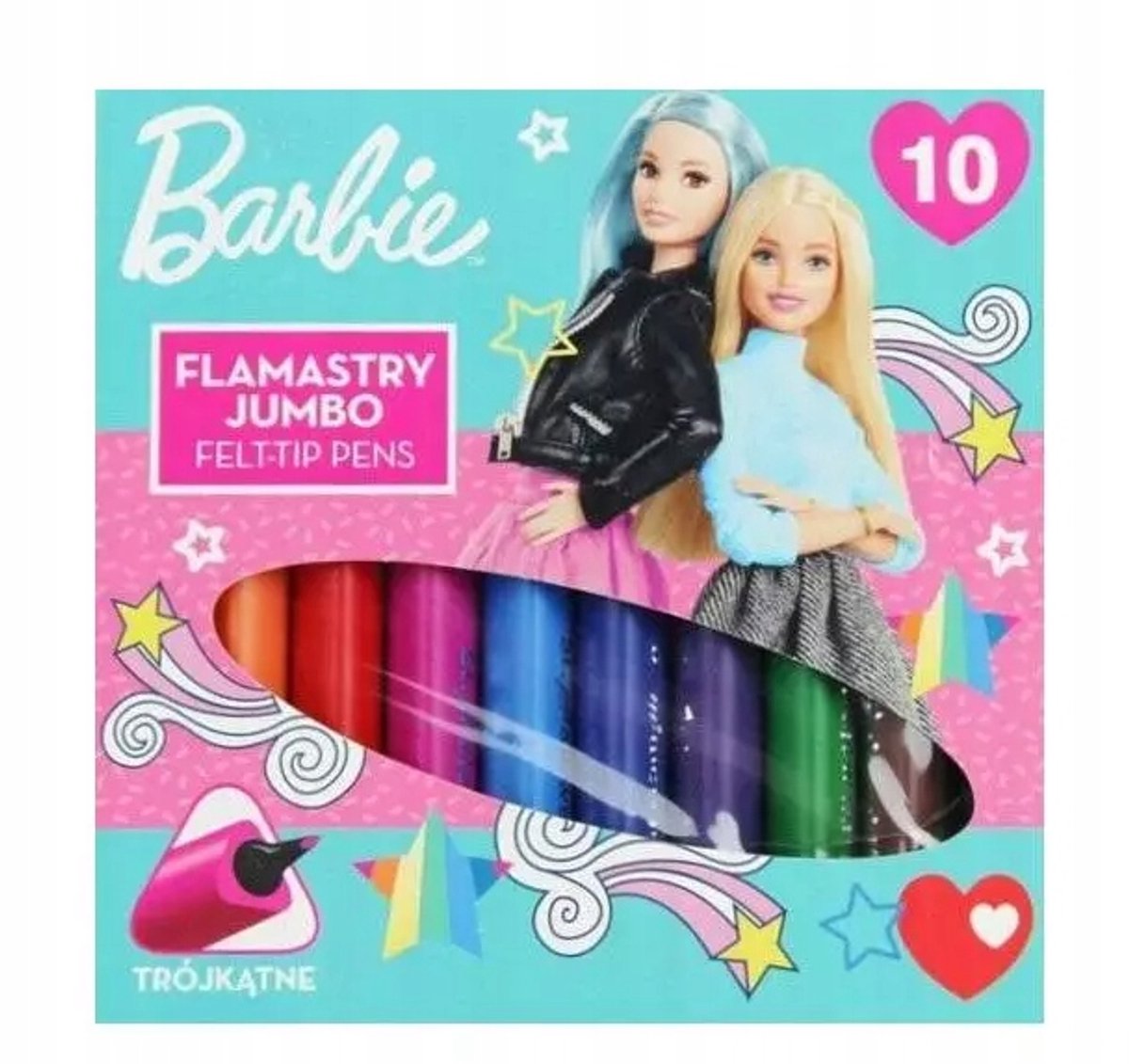 Jumbo Driehoekige Stiften 10 Kleuren Barbie