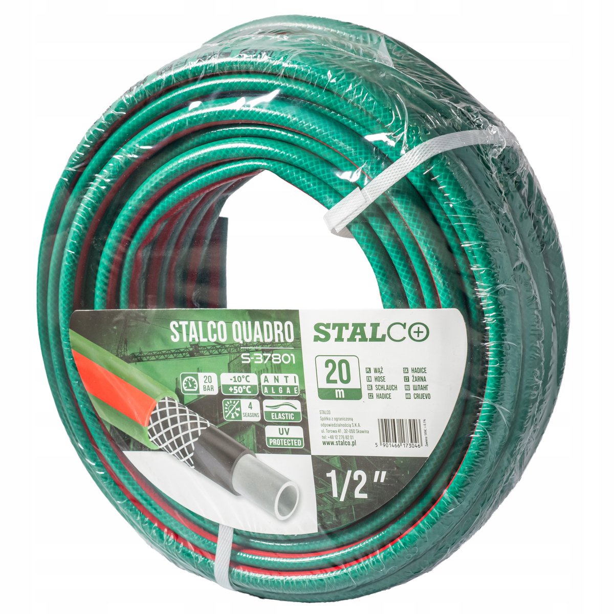 STALCO Tuinslang 1/2 inch, 20 meter, 4 lagen, UV-bestendig