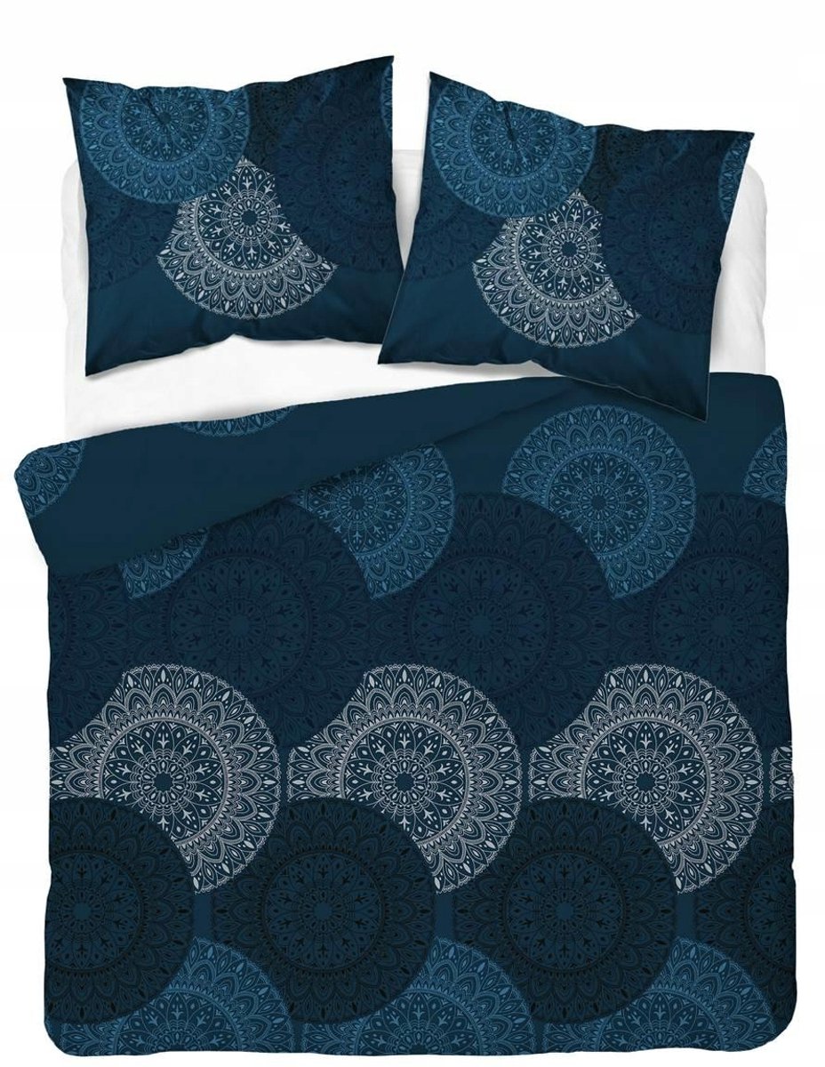 Satine Dekbedovertrek 180x200cm Geometrisch Blauw Wit - 3 Stuks