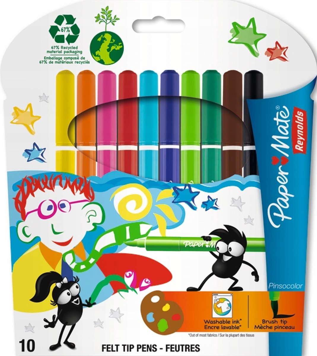 Paper Mate Stiften Set - 10 Kleuren Penseelpunt