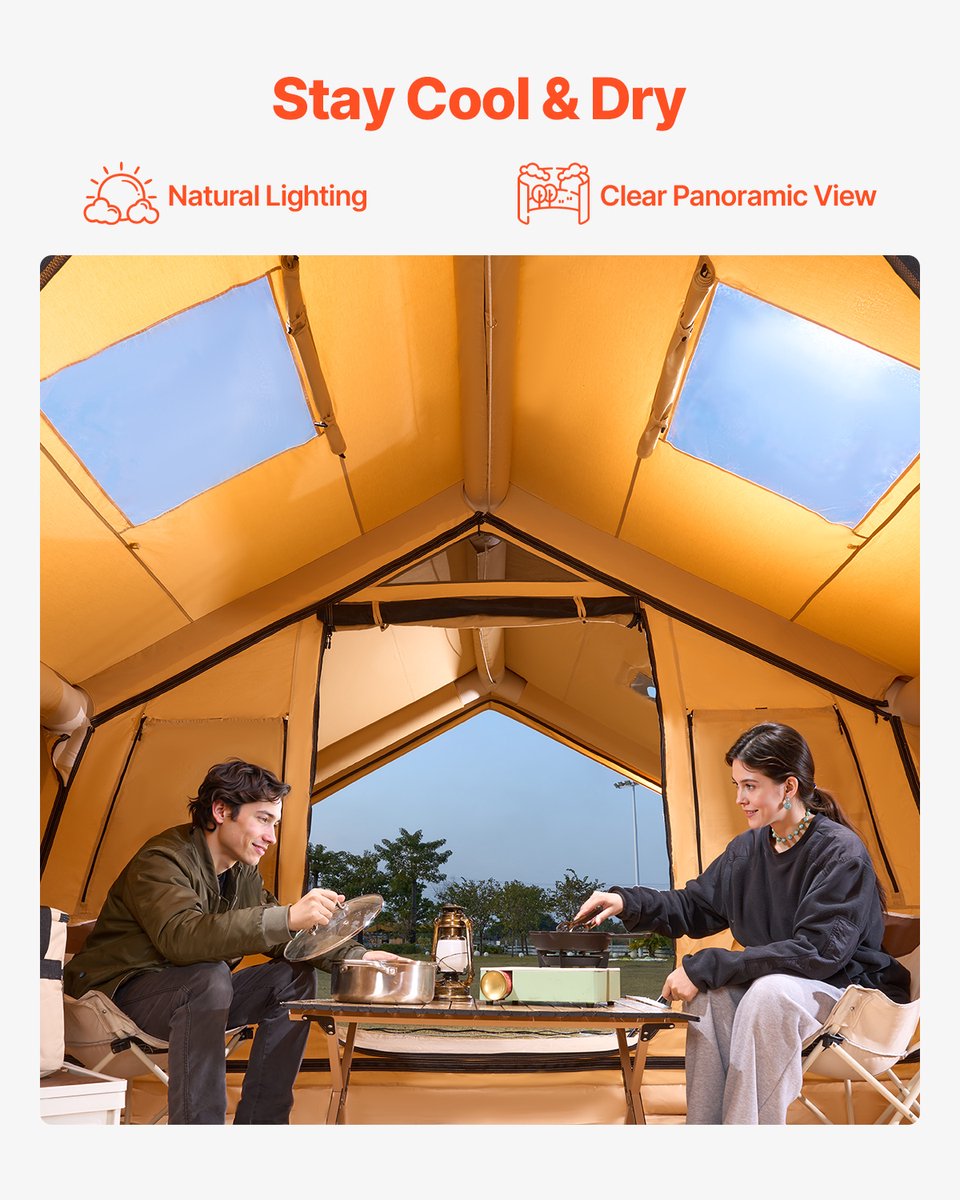 VEVOR Opblaasbare Tent voor Kamperen 8-12 Personen Glamping Tent 4.8x3.6x2.2m – foto 3